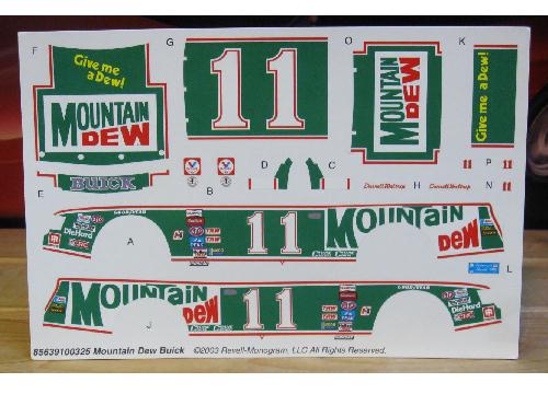 #11 Mountain Dew Buick Darrell Waltrip Monogram Kit Decals